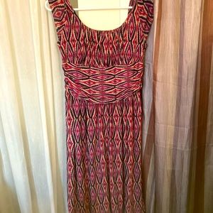 Knee Length T Shirt Dress with Heavy Pattern.